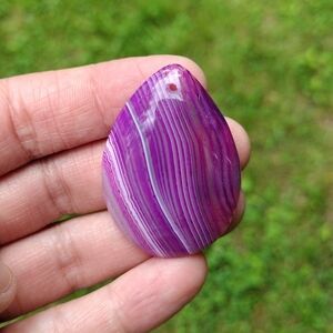 Purple Striped Agate Teardrop Pendant